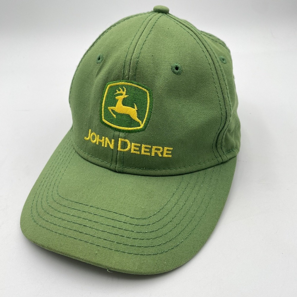 John Deere Hat Classic Green Strap Back Cap Farm Tractor Cleaned
